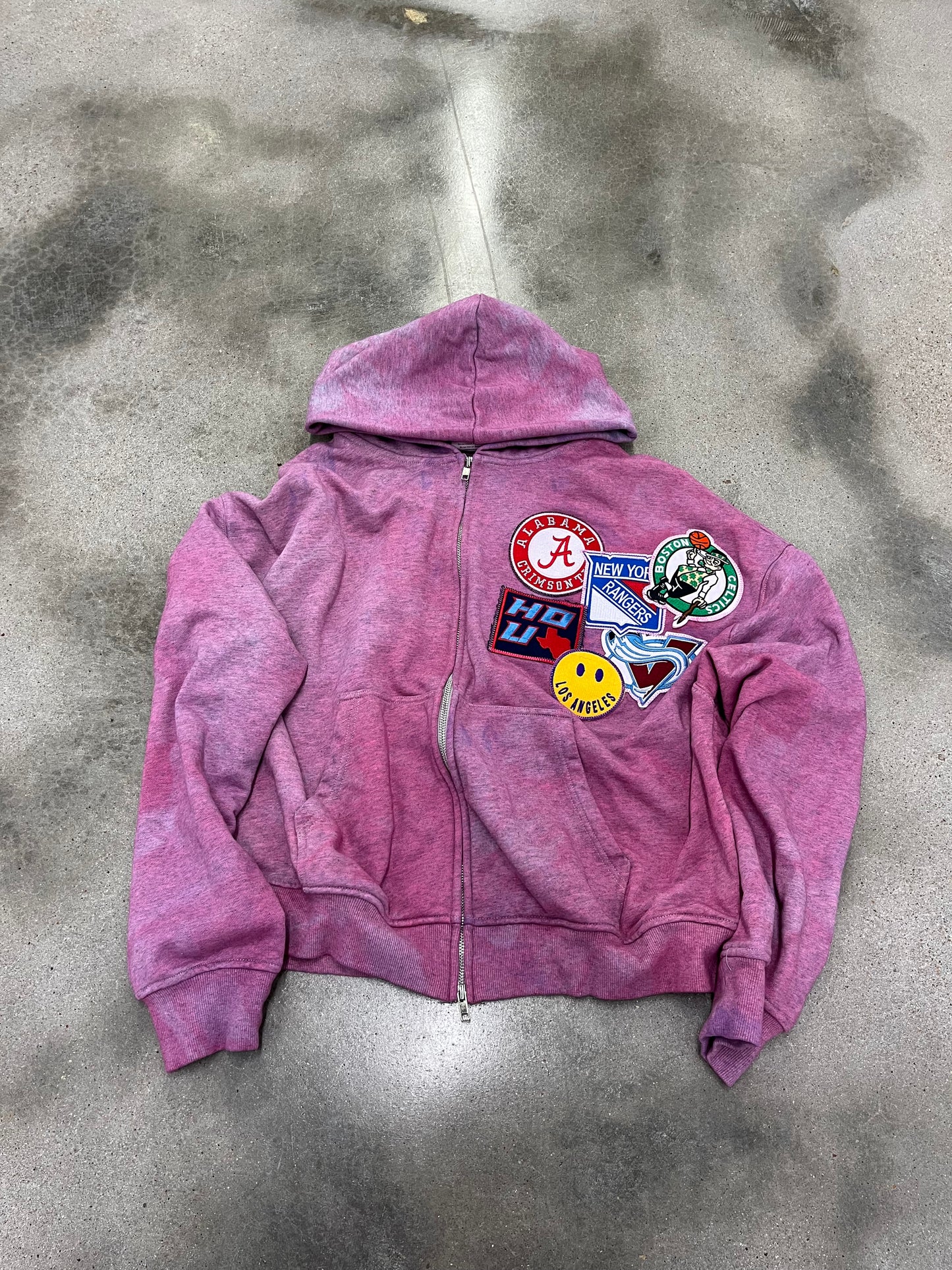 “Pink” patchwork hoodie